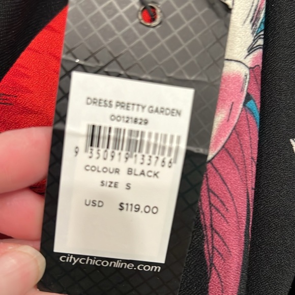 City Chic Tea Length Stretch Crepe Poppy Print Sleeveless Retro Romantic Dress - Picture 8 of 11